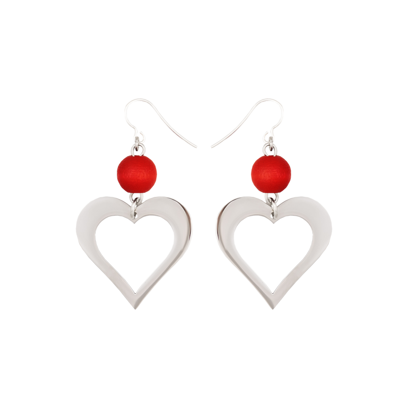 Aarikka Valentine Earrings, red/silver