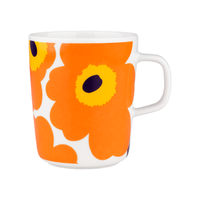 Marimekko 60th Anniversary Unikko Mug, white/orange/yellow