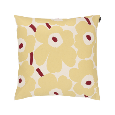 Marimekko Pieni Unikko Cushion Cover, yellow/cotton/red
