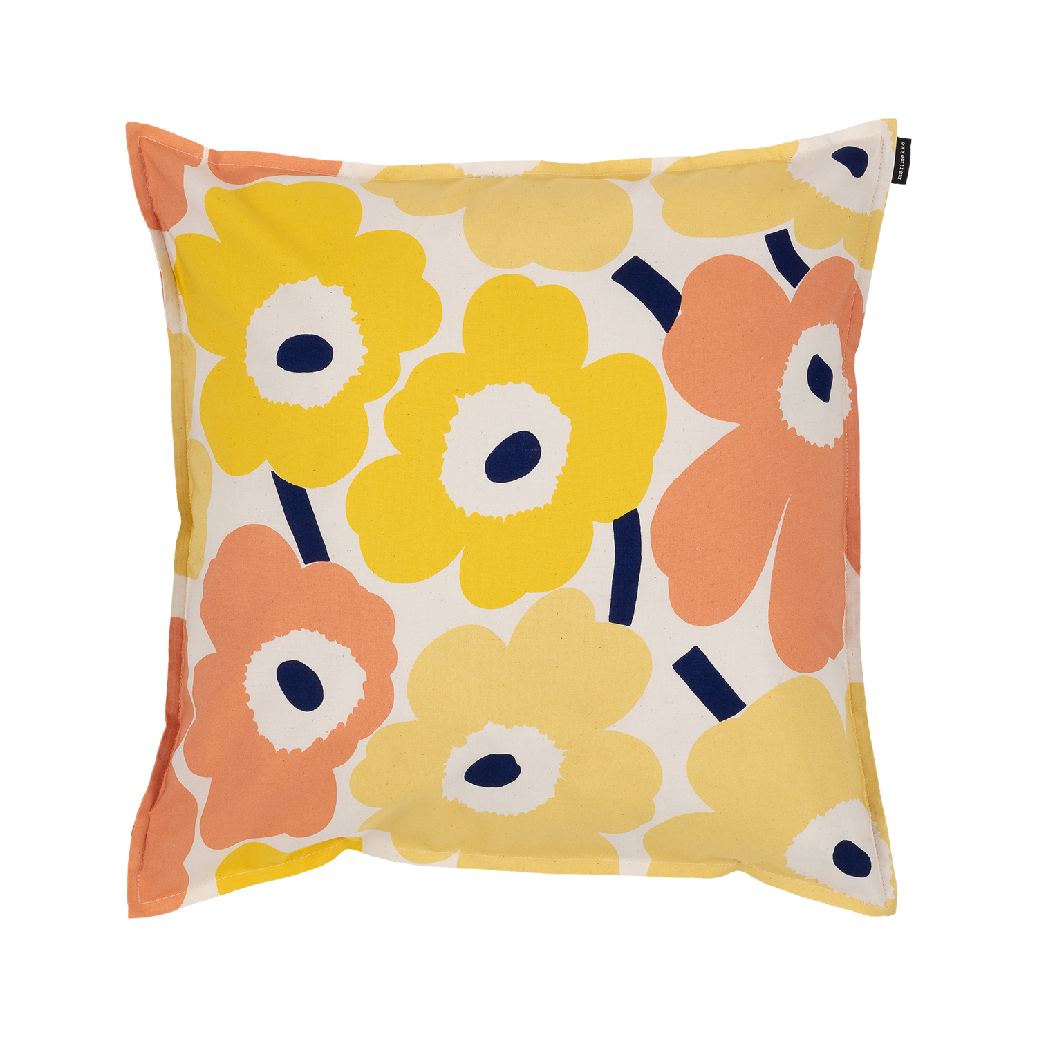 Marimekko Pieni Unikko Cushion Cover, yellow/peach/cotton/blue