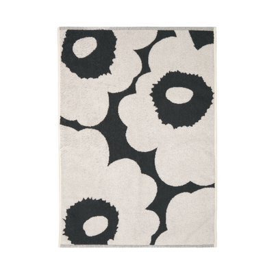 unfolded Marimekko Unikko Hand Towel, charcoal/off-white