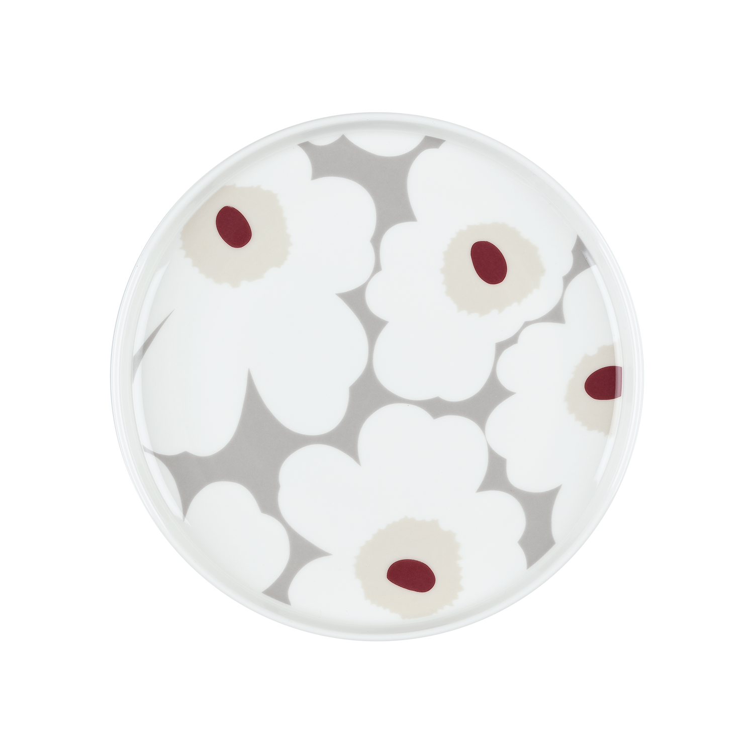 Marimekko Unikko Salad Plate, white/grey/red – Touch of Finland