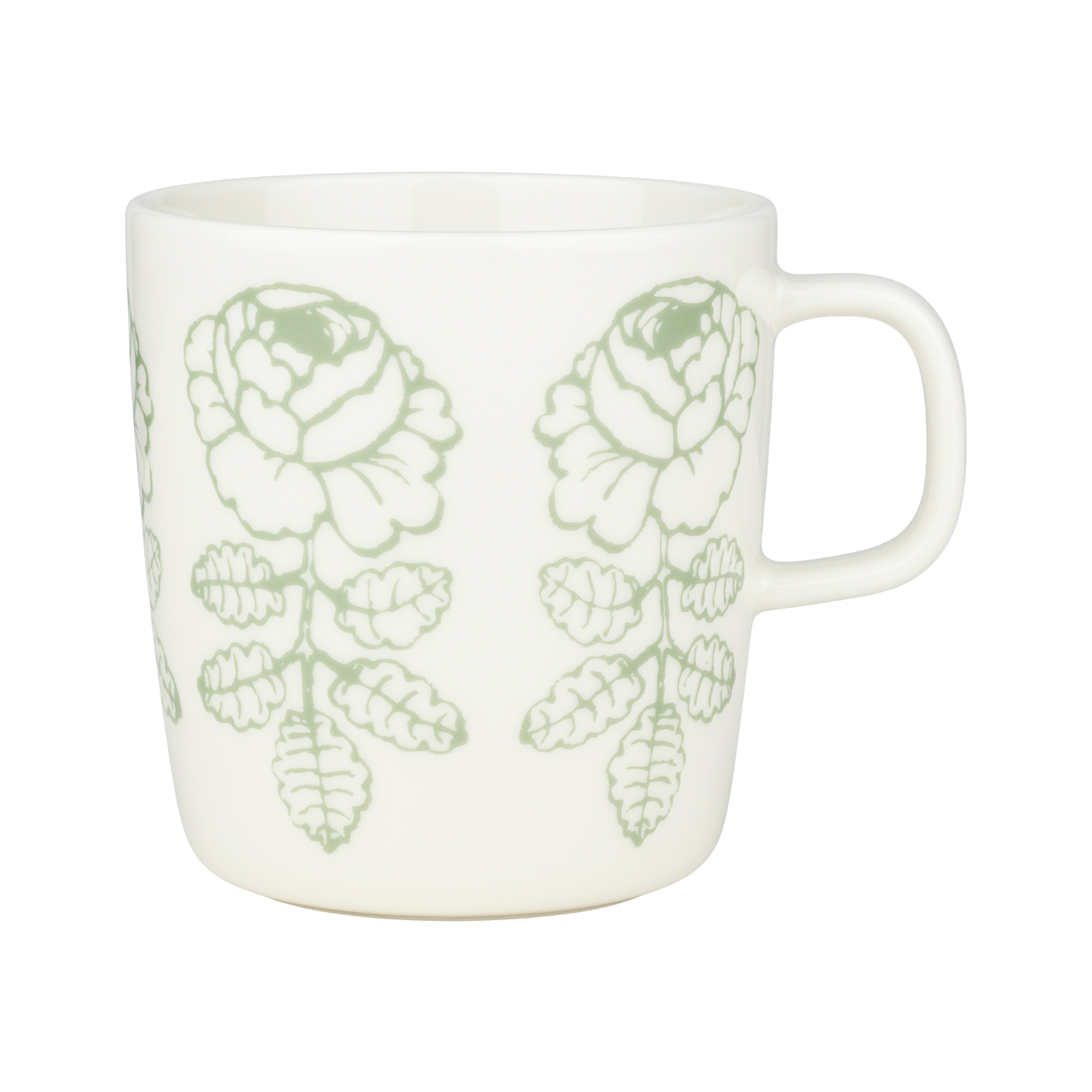 Marimekko Vihkiruusu Large Mug, white/sage – Touch of Finland