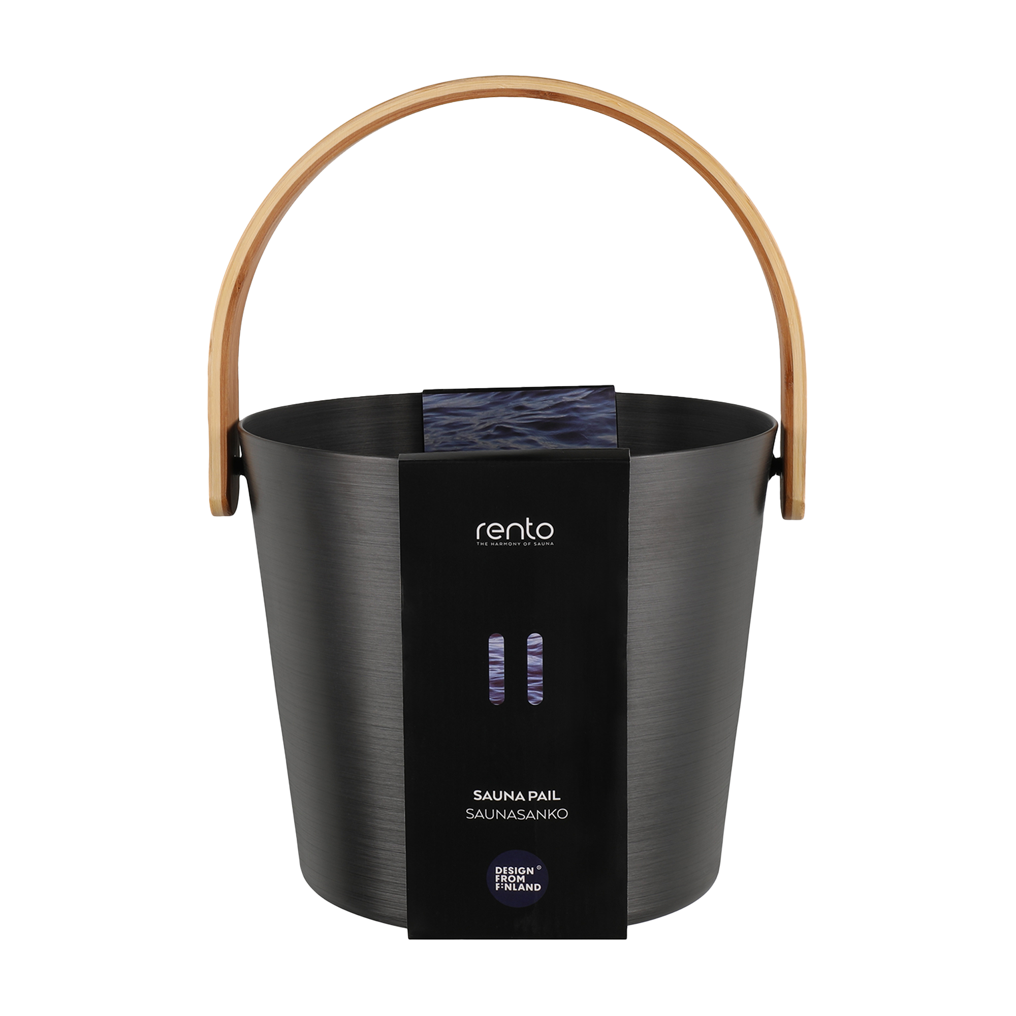 Rento Aluminum Sauna Bucket with Thermo Bamboo Curved Handle - Copper