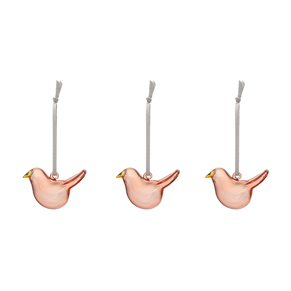 iittala Toikka Pink Glass Bird Ornaments (Set of 3) – Touch of Finland