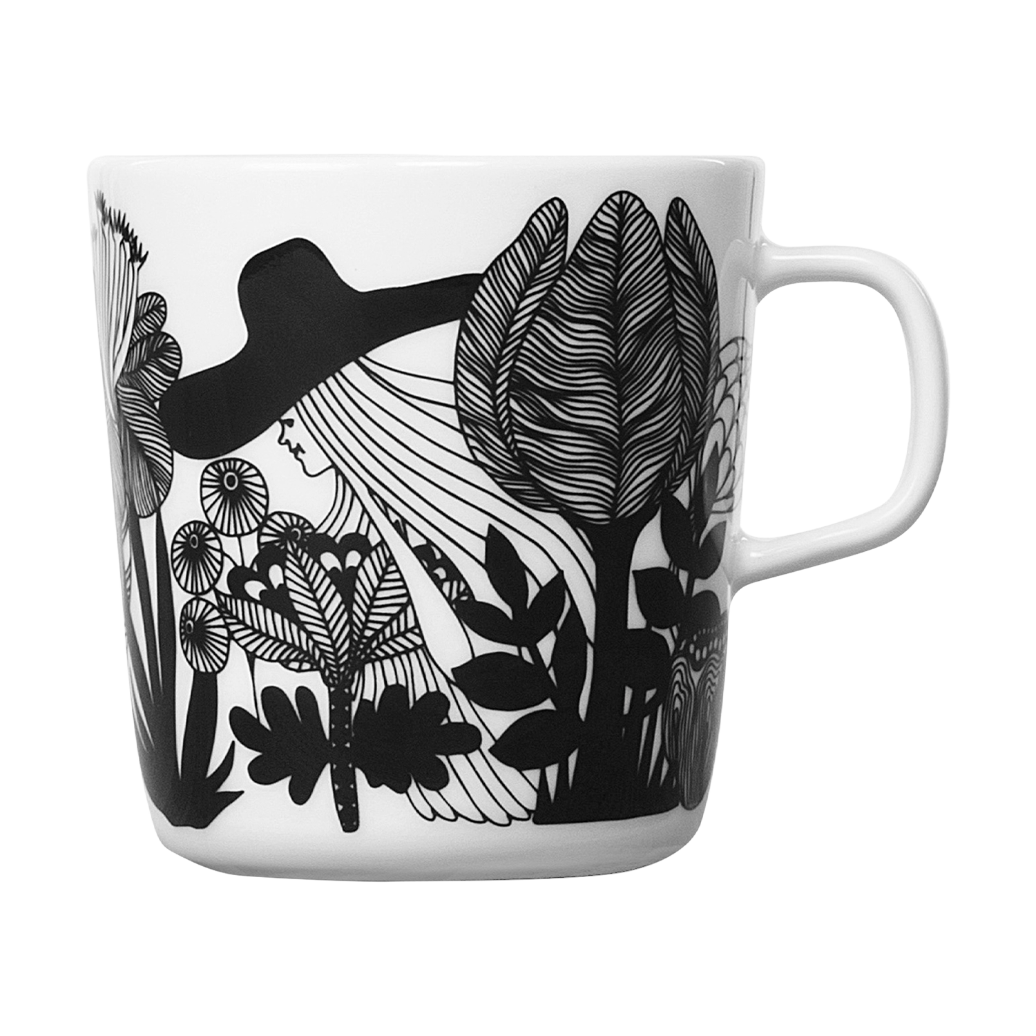 Marimekko Siirtolapuutarha Large Mug, white/black/pink – Touch of