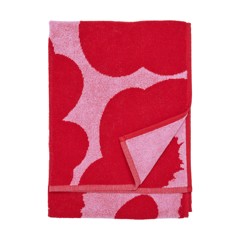 Folded Marimekko Unikko Hand Towel, pink/red