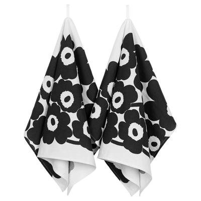 Marimekko Unikko Kitchen Towel Set of 2, white/black