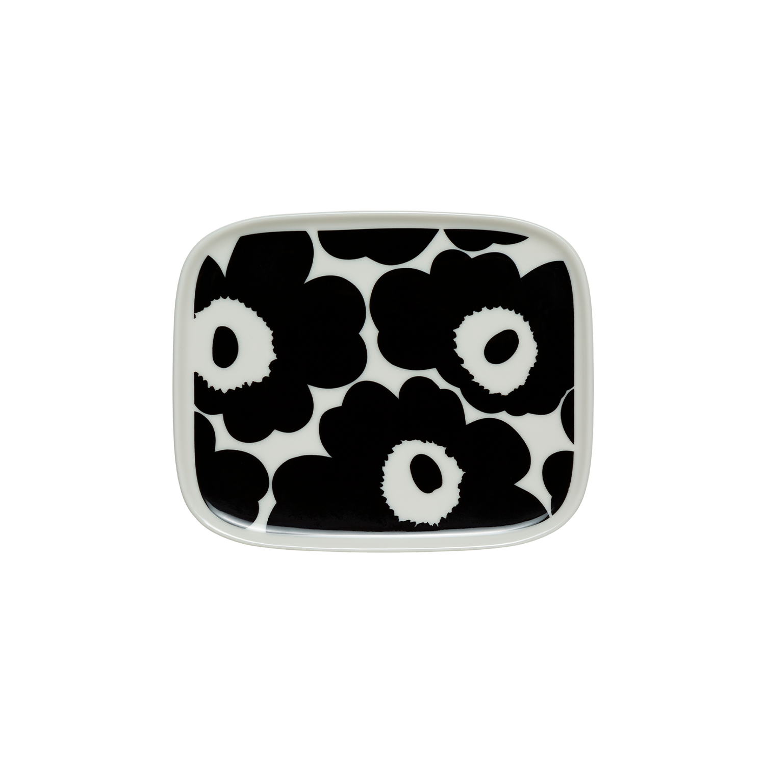 Marimekko Unikko Small Rectangular Plate, white/black Touch of Finland
