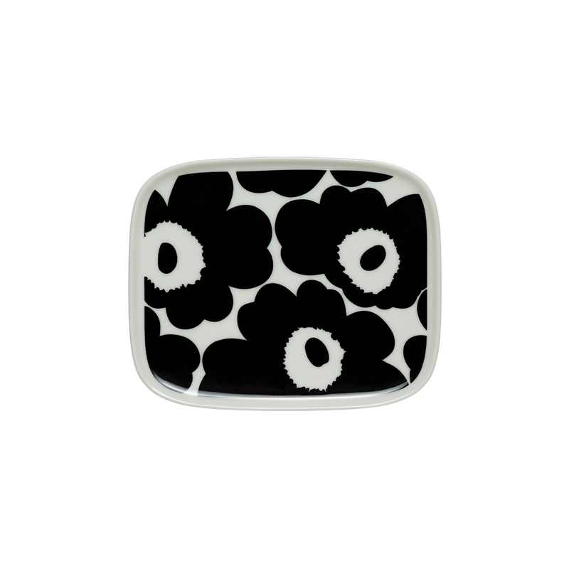 Marimekko Unikko Small Rectangular Plate, white/black