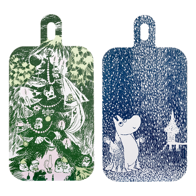 Front and back of Muurla Moomin First Snow Chop & Serve