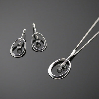 Chao & Eero Raindrop Pendant Necklace and earrings
