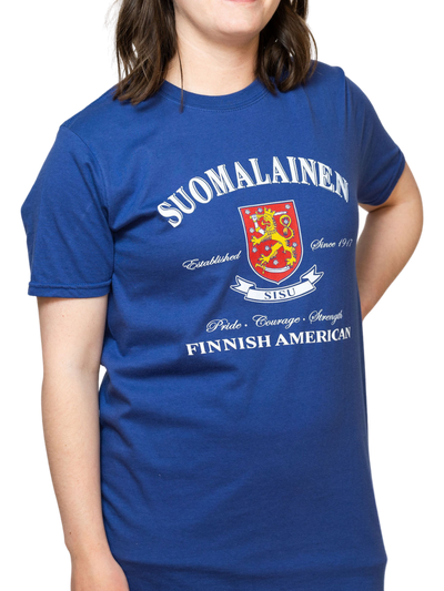 Woman wearing Suomalainen Lion T-Shirt