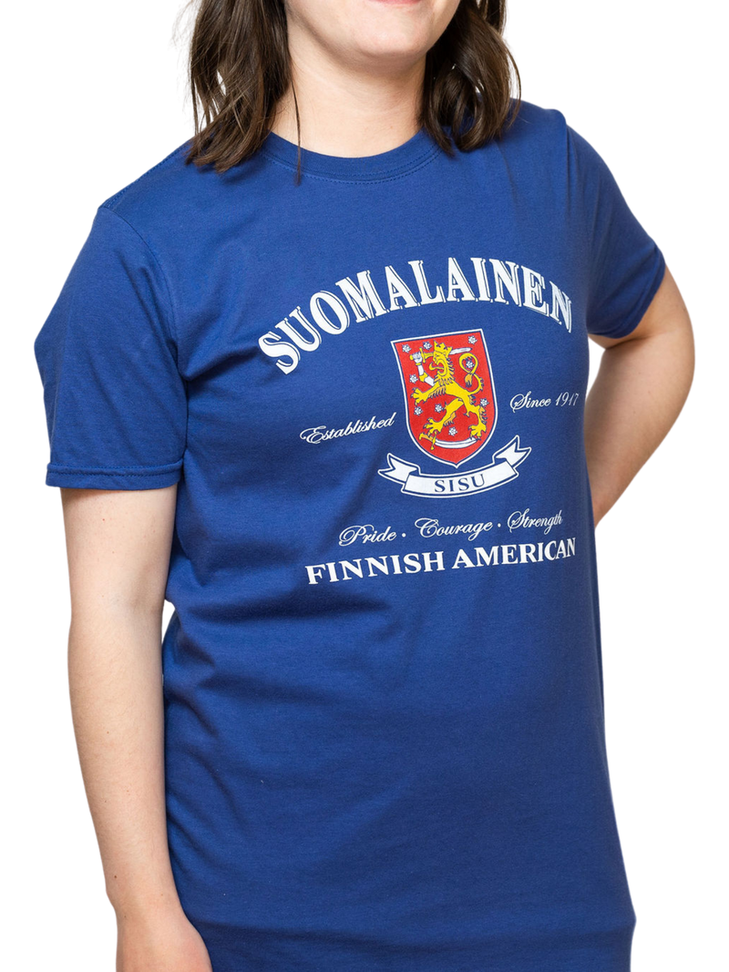 Woman wearing Suomalainen Lion T-Shirt