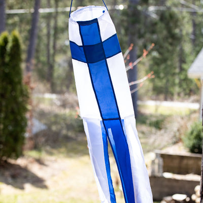 Finnish Flag Windsock 60" moving from wind