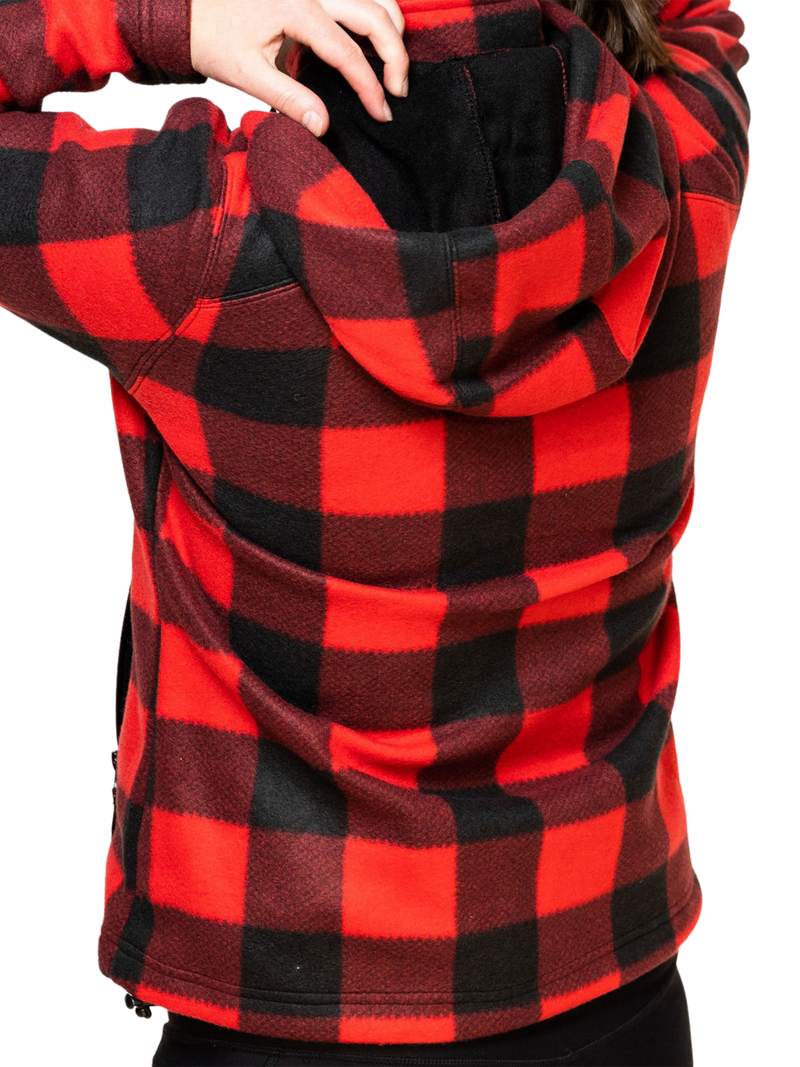 U.P. red checkered fleece jacket with hood