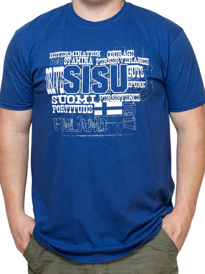 Man wearing the Meaning of Sisu T-Shirt