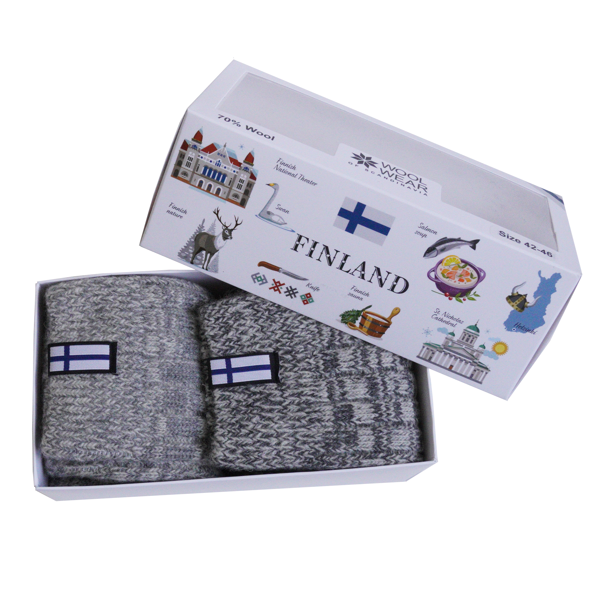 Finland Flag Wool Socks Boxed Set of 2 (MENS) – Touch of Finland
