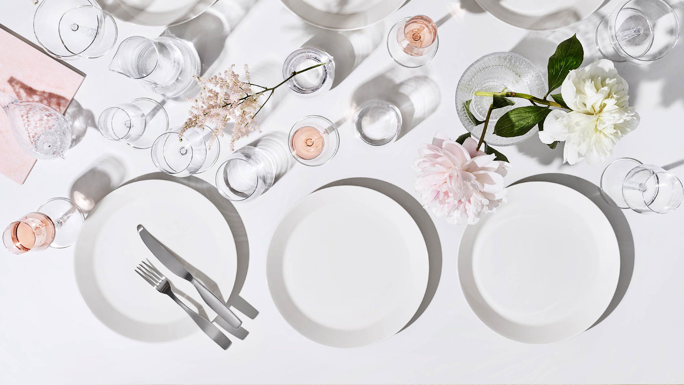 Minimal Finnish dinnerware table setting