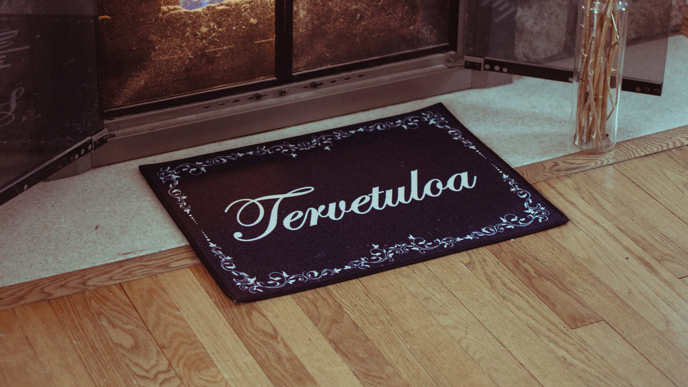 Tervetuloa Door Mats by fireplace
