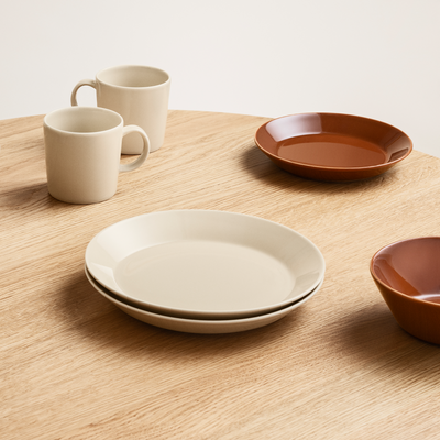 iittala Teema Linen and vintage brown dinnerware