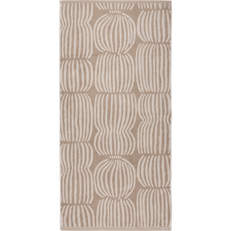 Beige and white patterned rug on a white background