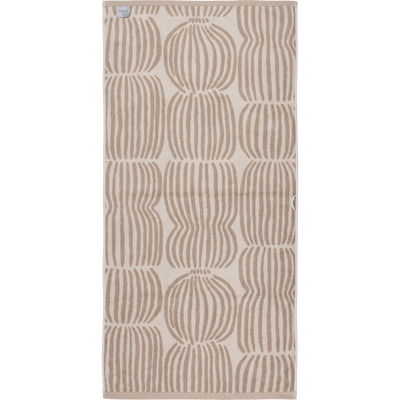 Beige and white patterned rug on a white background