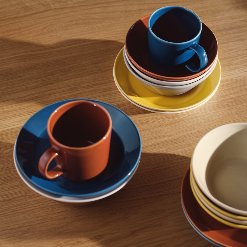 colorful teema stacked dinnerware