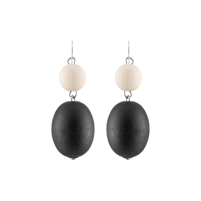 Aarikka Taateli Earrings in black and white color