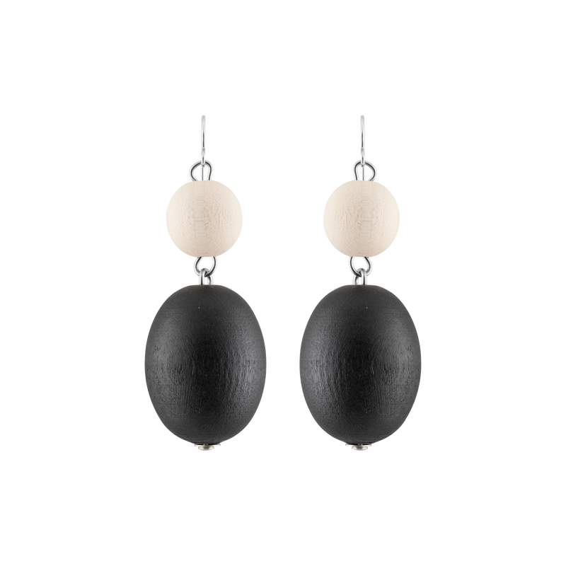 Aarikka Taateli Earrings in black and white color