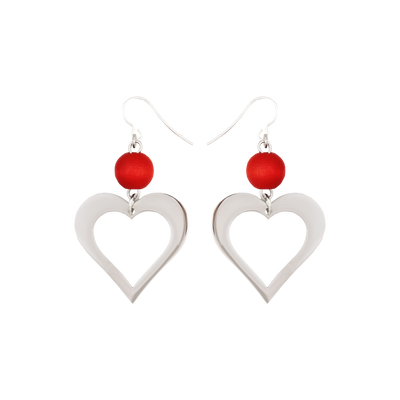 Aarikka Valentine Earrings, red/silver