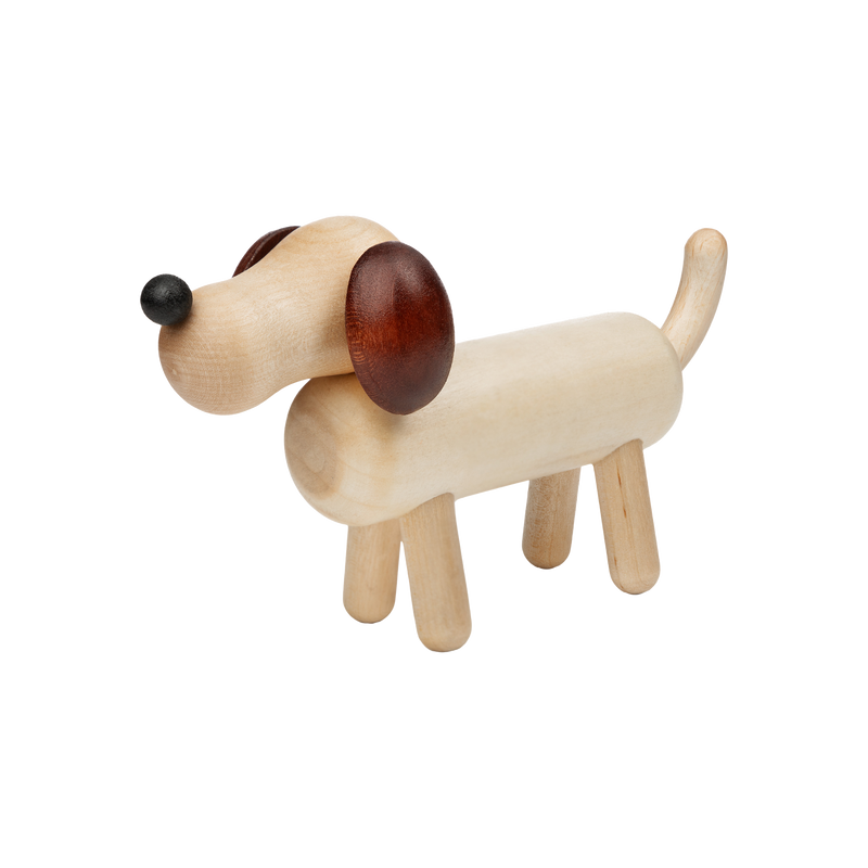 Aarikka Dog Sculpture, varnished wood / brown