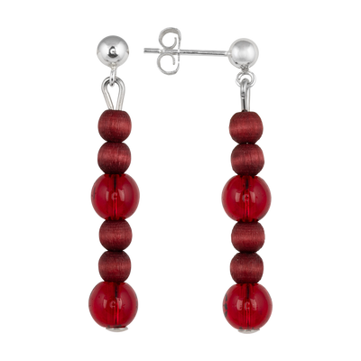 Aarikka Lasihelmi Earrings, wine red