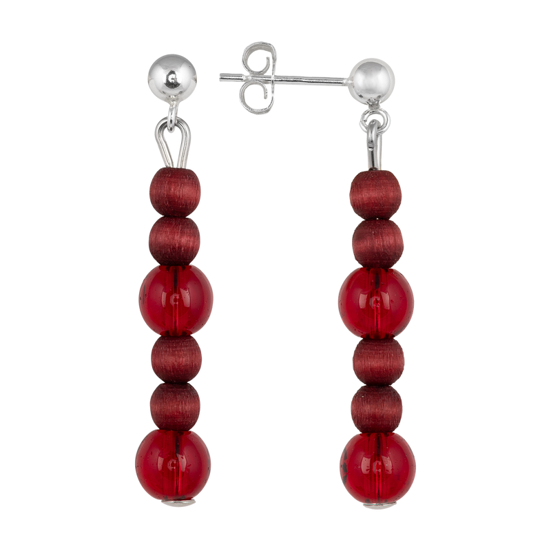 Aarikka Lasihelmi Earrings, wine red