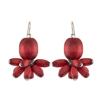 Aarikka Ohdake Earrings, wine red