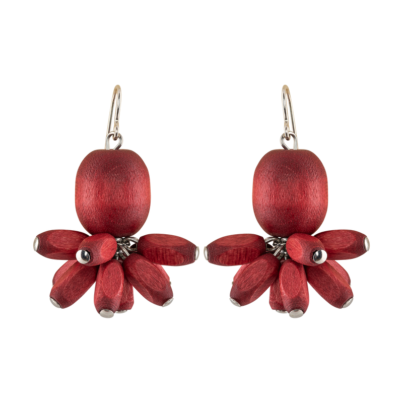 Aarikka Ohdake Earrings, wine red