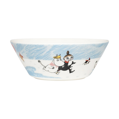 Ceramic bowl with cartoon characters on a white background