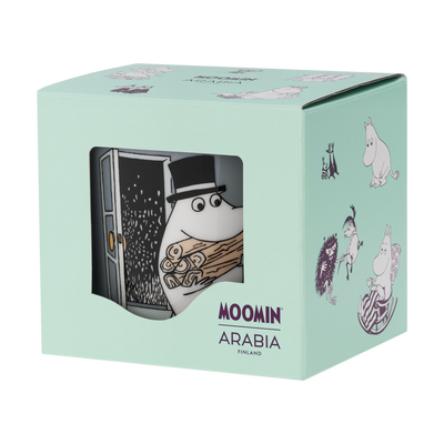 Moomin Arabia product packaging with Moomin character on a light green background