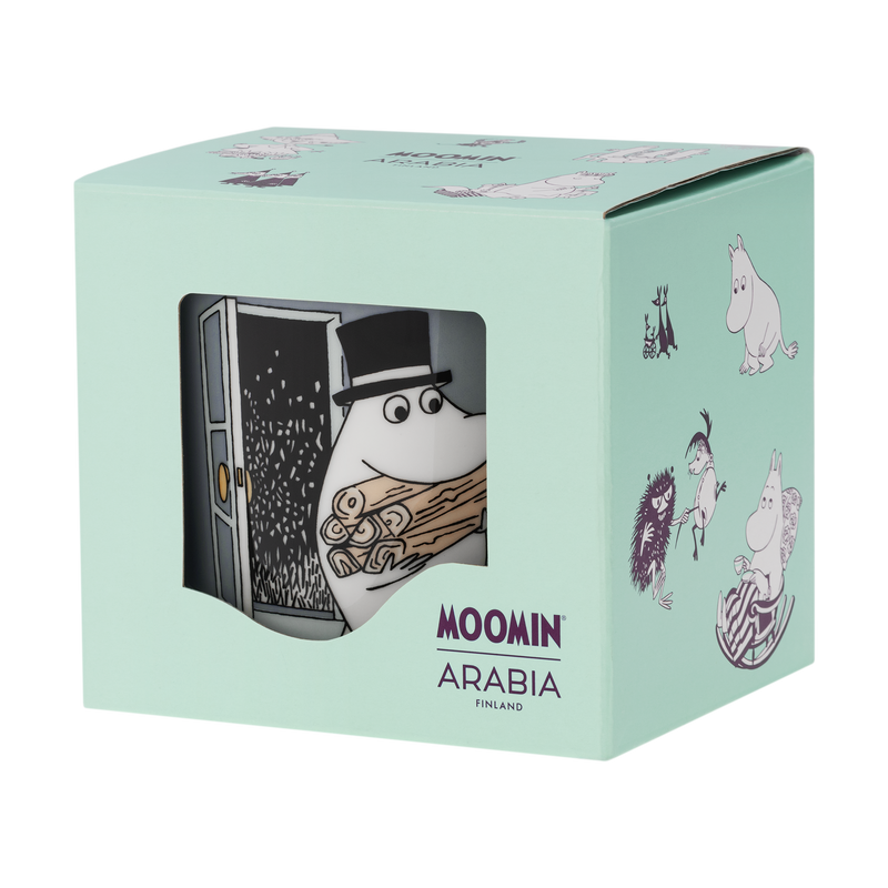 Moomin Arabia product packaging with Moomin character on a light green background