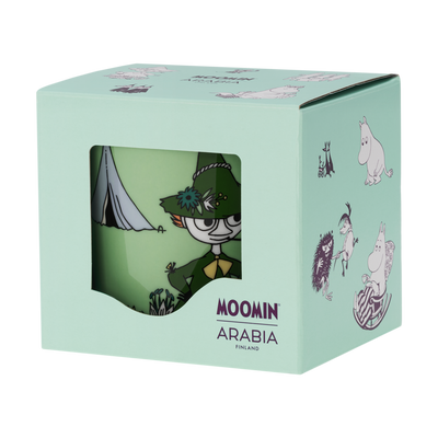 Moomin Arabia product packaging with character illustration on a light green background
