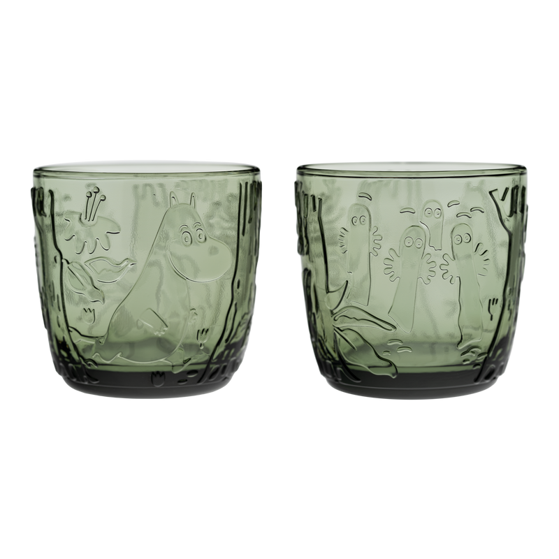 Arabia Moomin Forest Green Glass Tumblers (Set of 2)