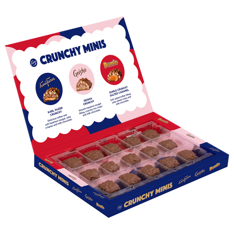 Box of Crunchy Minis with various flavors displayed on a white background