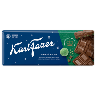 Fazer Milk Chocolate Green Jellies Bar (200g)