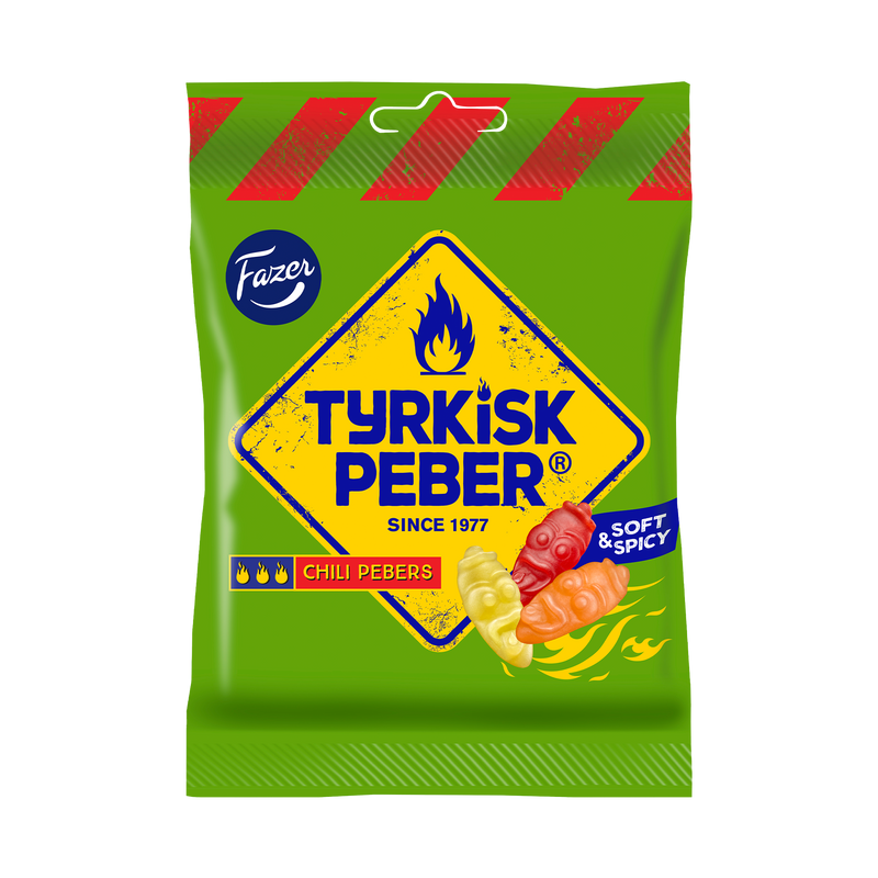 120 gram bag of Fazer Tyrkisk Peber Chili