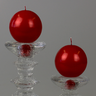 Finnish Footed Ball Candle Metallic Luster Red Set of 2