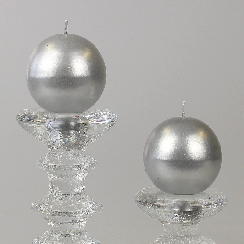 Finnish Footed Ball Candle Metallic Silver (Set of 2)