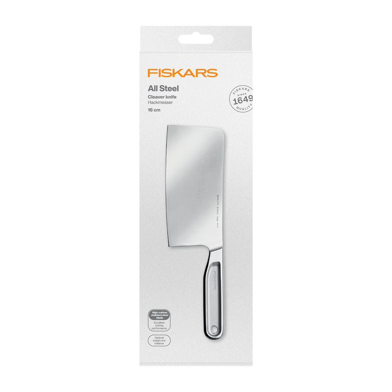 Fiskars knife packaging on a white background