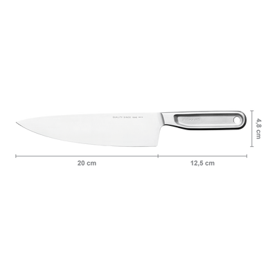 Knife with measurements on a white background