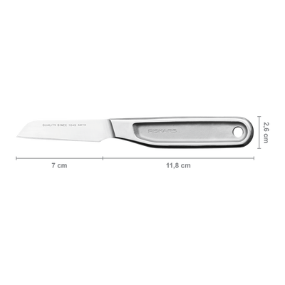 Knife with dimensions labeled on a white background