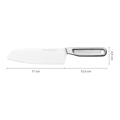 Knife with measurements on a white background